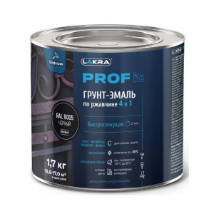 Грунт-эмаль Лакра Prof It по ржавчине 4в1 быстросохнующая RAL9005 черный 1.7 кг - 1
