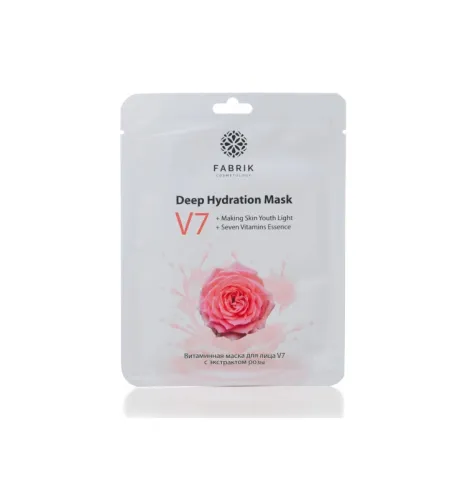 Маска для лица Fabrik Cosmetology тканевая с экстрактом розы V7  – 1