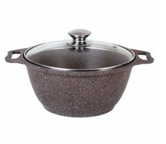 Кастрюля Kukmara кофейный мрамор стеклянная крышка 2 л