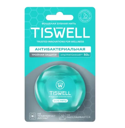 Зубная нить TISWELL вощеная Мята 50 м – 1