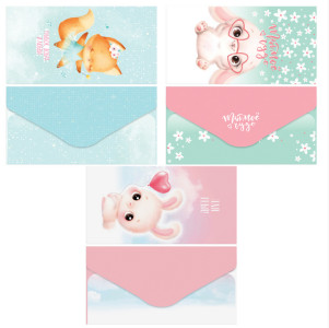 Конверт для денег Meshu Cute friends глянцевая ламинация 85*164 мм