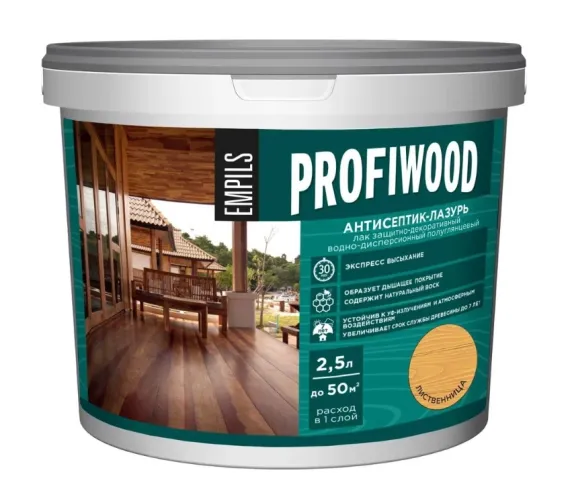 Антисептик для дерева Profiwood защитно-декоративный антисептик-лазурь полиакриловый лиственница 2.5 кг – 1