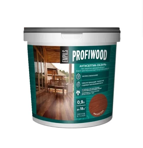 Антисептик для дерева Profiwood защитно-декоративный антисептик-лазурь полиакриловый махагон 0,9кг – 1