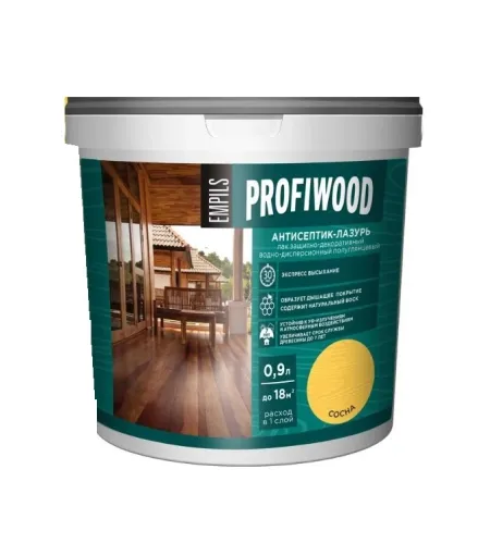 Антисептик для дерева Profiwood защитно-декоративный антисептик-лазурь полиакриловый сосна 0.9 кг – 1