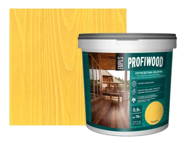 Антисептик для дерева Profiwood защитно-декоративный антисептик-лазурь полиакриловый сосна 0.9 кг – 2