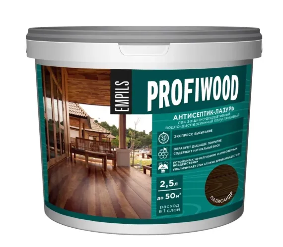 Антисептик для дерева Profiwood защитно-декоративный антисептик-лазурь полиакриловый палисандр 2.5 кг – 1