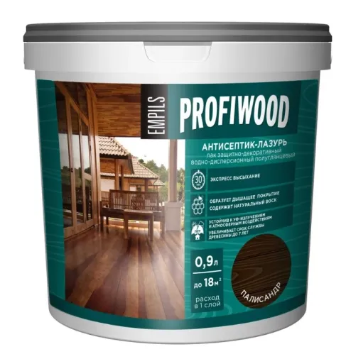 Антисептик для дерева Profiwood защитно-декоративный антисептик-лазурь полиакриловый палисандр 0.9 кг – 1