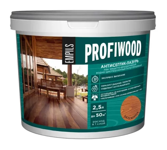 Антисептик для дерева Profiwood защитно-декоративный антисептик-лазурь полиакриловый калужница 2.5 кг – 1