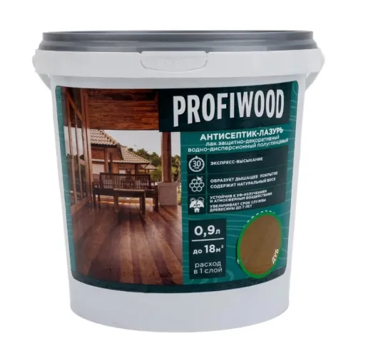 Антисептик для дерева Profiwood защитно-декоративный антисептик-лазурь полиакриловый дуб 0.9 кг – 1