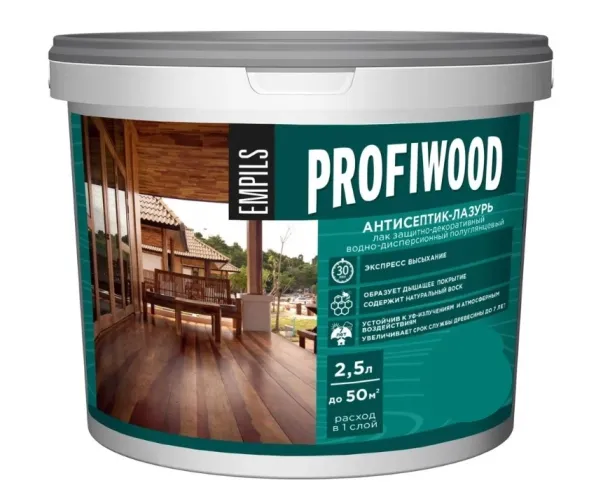 Антисептик для дерева Profiwood защитно-декоративный антисептик-лазурь полиакриловый белый 2.5 кг – 1