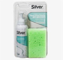 Пена для обуви Silver очищающая + губка 100 мл