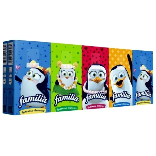 Платочки бумажные Familia Классика 3-х сл в асосртименте 1 упаковка – 5