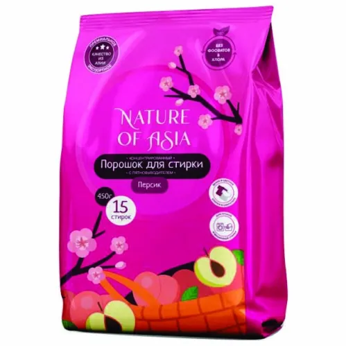 Стиральный порошок Nature of Asia Персик с пятновыводителем концентрат 450 гр – 2