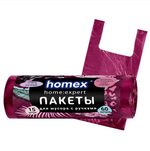 Мешки для мусора Homex Очень ручные майка 60 л 15 шт