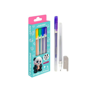 Ручки гелевые deVENTE Yummy Panda с блестками 6 цветов