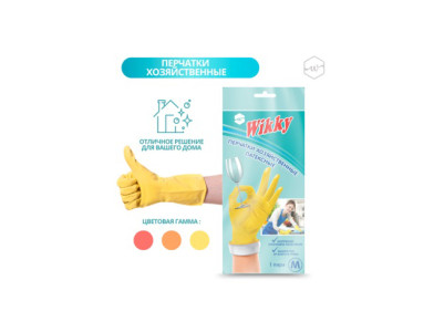 Перчатки хозяйственные Wikky латексные размер М