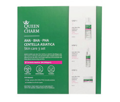 Подарочный набор Queen Charm уход для лица c AHA, BHA, PHA кислотами и центеллой азиатской 9,9%