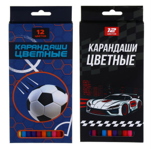 Карандаши цветные deVENTE Футбол и рэйсинг тим 12 цветов