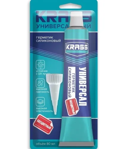 Герметик силиконовый Krass универсальный бесцветный 80 мл  – 1