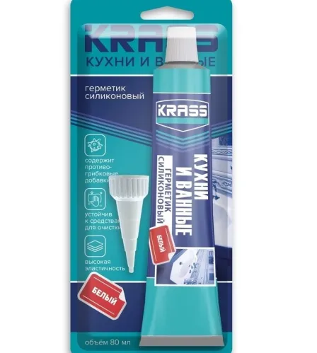Герметик силиконовый Krass для кухни и ванной белый 80 мл – 1