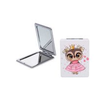 Зеркальце косметическое  двойное совушка 6*8.5 см 