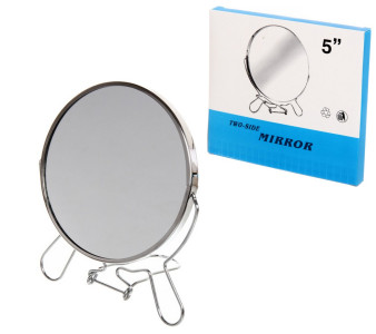 Зеркало двухстороннее в металлической оправе d-11.5 см