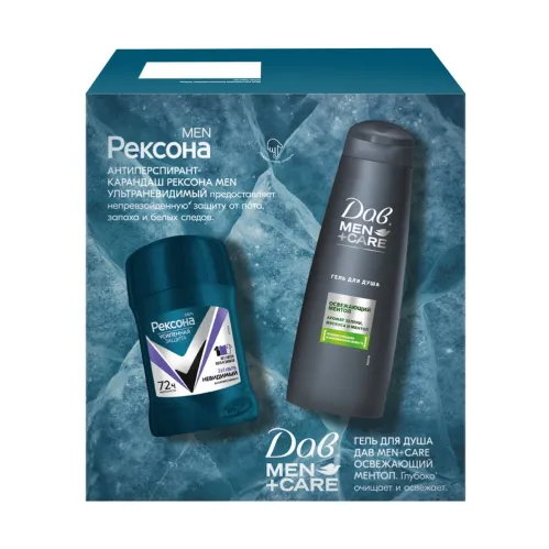 Подарочный набор Рексона Men Active Power Антиперспирант стик 50 мл и Дав Гель для душа 225 мл – 3