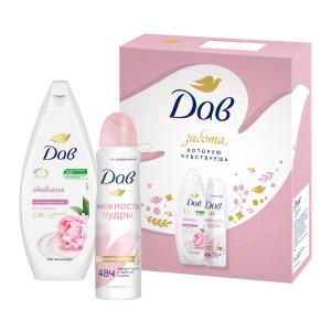 Подарочный набор Дав Обновление Гель для душа 250 мл и антиперспирант спрей 150 мл - 1