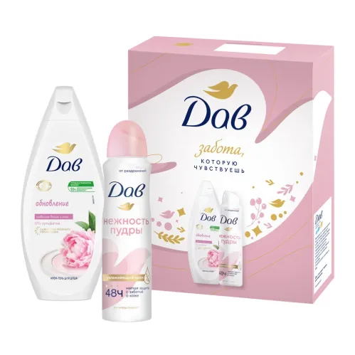 Подарочный набор Дав Обновление Гель для душа 250 мл и антиперспирант спрей 150 мл – 1