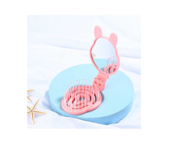 Расческа массажная складная с зеркалом пудровая 