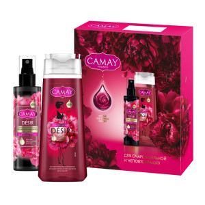 Подарочный набор Camay Desir Гель для душа 250 мл и мист-спрей для волос тела 190 мл - 1