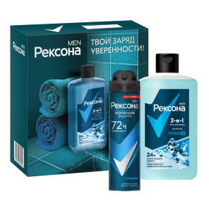 Подарочный набор Рексона Men Сильнее сомнений Гель для душа 490 мл и антиперспирант спрей 150 мл - 1