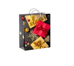 Пакет подарочный Подарки на сером 40*30*10 см