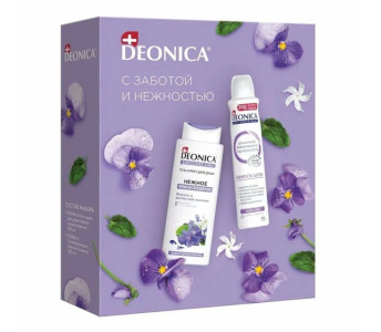 Подарочный набор Deonica For Women Нежное прикосновение Антиперспирант спрей 200 мл и гель для душа 250 мл