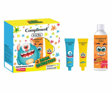 Подарочный набор Compliment Megamonsters Гель-пена для ванны 200 мл, краска для ванн голубая 50 мл и краска для ванн желтая 50 мл