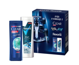 Подарочный набор Clear Sport Collection Шампунь 2в1 200 мл и гель для душа Рексона 180 мл