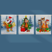 Набор полотенец Vse Doma вафельные Веселый праздник 45*60 см 3 шт