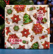 Салфетки бумажные Лилия Сладости 33х33 см 2-х слойные 20 шт