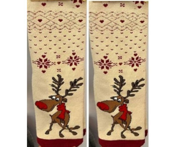 Носки Hobby Line женские Олень в шарфе махра внутри размер 36-40