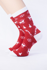 Носки Hobby Line женские Олени, леденцы, елочки размер 36-40