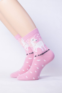 Носки Hobby Line женские Единорог с сердцами и надпись Я любима размер 36-40