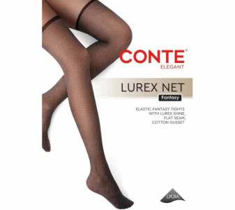 Колготки Conte Lurex Net иммитация чулок с люрексом 40/30 Den цвет Nero размер 4