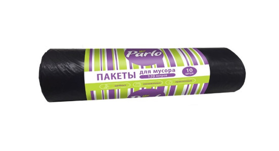 Пакеты для мусора PARLO черные 10 мкм 120 л 10 шт