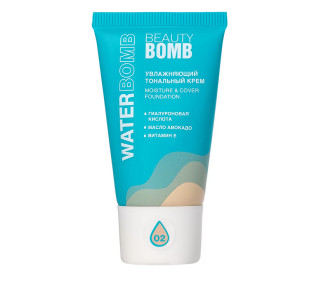 Тональный крем BEAUTY BOMB Waterbomb увлажняющий для лица с гиалуроновой кислотой и витамином E тон 02 Теплый бежевый - 1