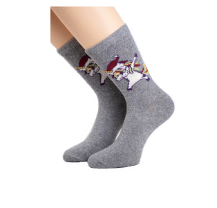 Носки Hobby Line ангора Единорог в новогодней шапочке размер 36-40