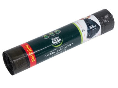 Пакеты для мусора Master Fresh с завязками черные 35л 15 шт