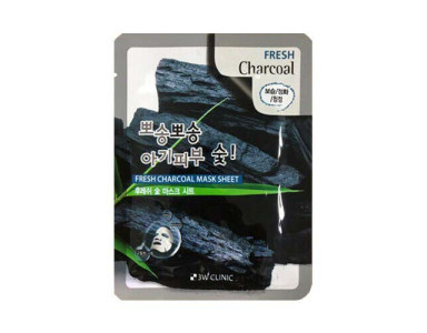 Маска для лица 3W Clinic Fresh Charcoal Тканевая с древесным углем 23 гр