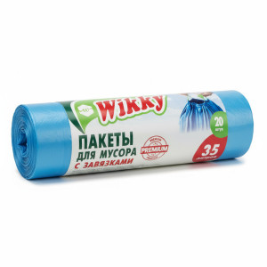 Пакеты для мусора Wikky PREMIUM с завязками 35 л 20 шт