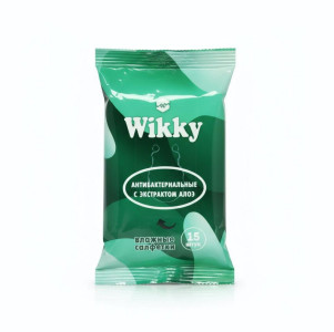 Салфетки влажные Wikky детские антибактериальные с экстрактом алоэ  15 шт