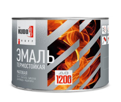 Эмаль термостойкая Kudo Proff термостойкая до 1200°С матовая черная RAL 9005 0.4 кг